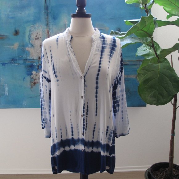 XCVI Tops - XCVI Tie Dye Button Down Tunic
